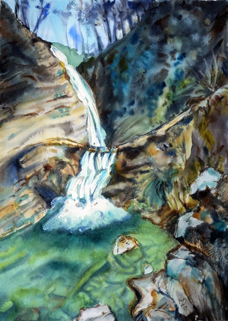 Чудо красотка воодопад Сочи акварель