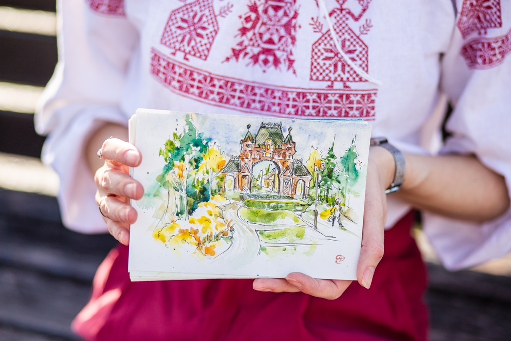 Bye handdrawn original watercolors in Russia