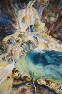watercolor waterfall handdrawn picture